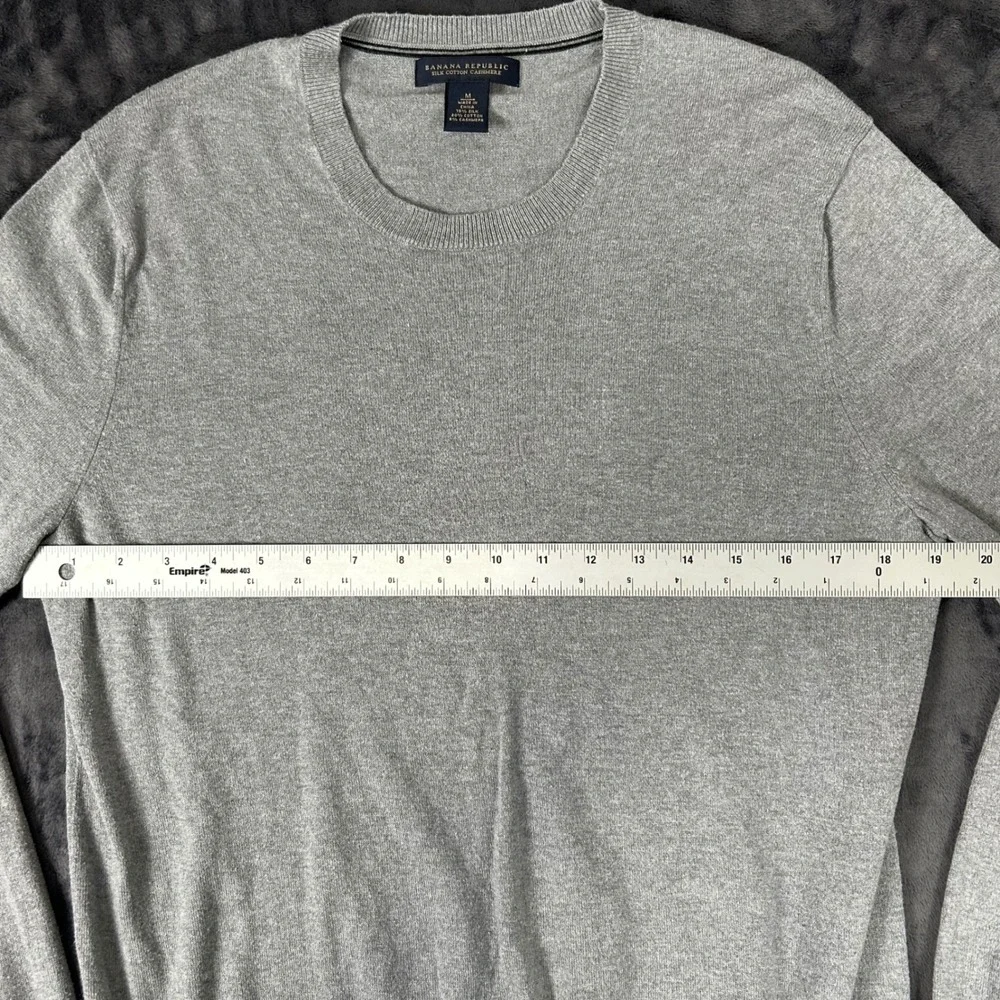 Banana Republic Sweater Mens Medium Gray Silk Cotton Cashmere Crewneck 3144